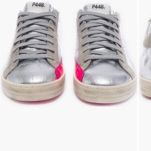 P448 Silver and Pink Sneakers with Metallic Finish